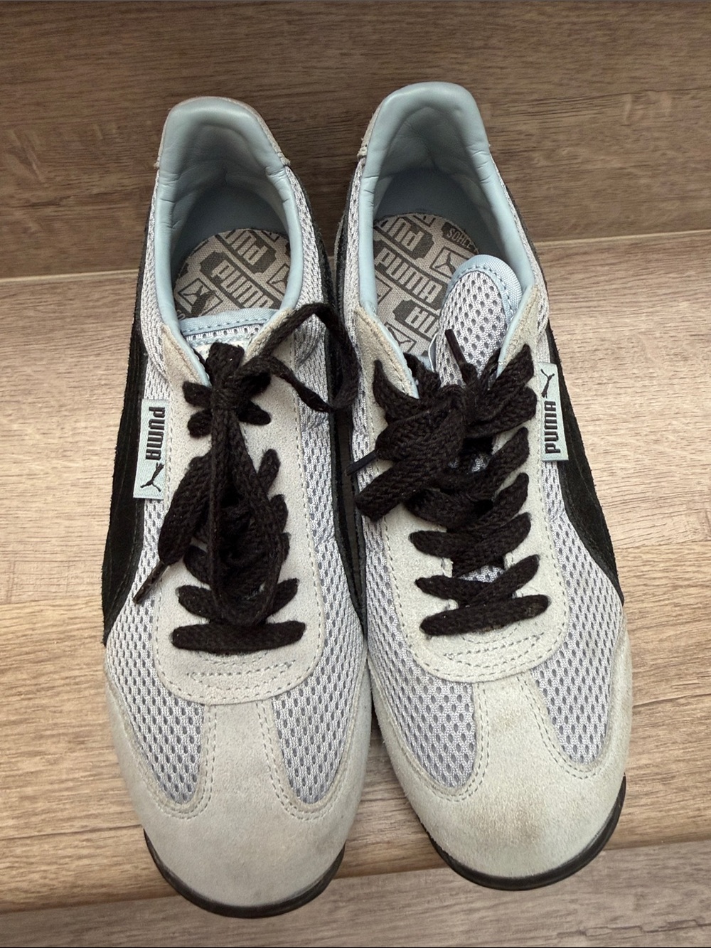 Puma Women’s Light Gray and Black Mesh & Suede Sneakers